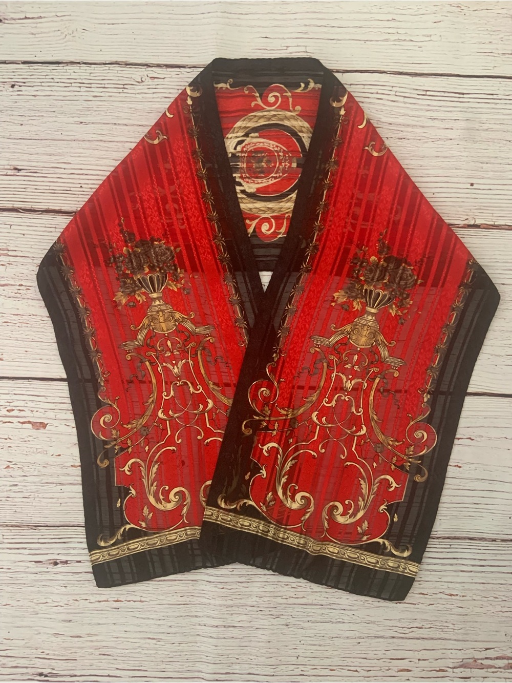 Scarf Red and Black Ornate Baroque 🧣